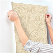 Sonny Light Brown Fronds Leaf Wallpaper