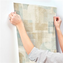 Cassandra Teal Block Geometric Wallpaper