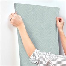 Caladesi Aqua Linen Chevron Wallpaper