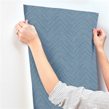 Caladesi Blue Linen Chevron Wallpaper