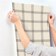 Twain Black & Taupe Plaid Wallpaper