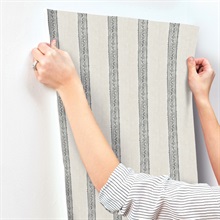 Mandevilla Black & Taupe Vine Stripe Wallpaper