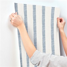 Mandevilla Blue Vine Stripe Wallpaper