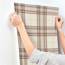 Cabin Check Rust Plaid Wallpaper