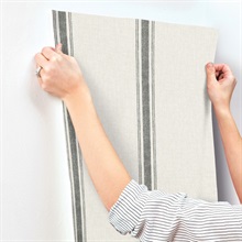 Linette Black Fabric Stripe Wallpaper