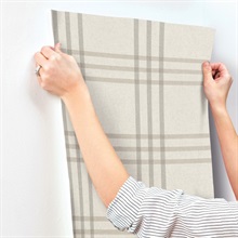 Fletcher Grey & Light Taupe Plaid Wallpaper
