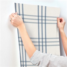 Fletcher Blue Plaid Wallpaper