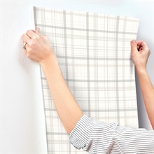 Burgess Light Grey Plaid Wallpaper