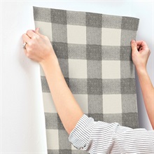 Thorpe Charcoal Dark Grey Plaid Wallpaper