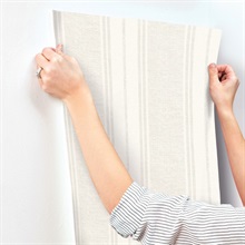 Maddox Light Beige & Light Grey Flannel Stripe Wallpaper