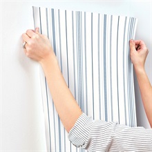 Lascelle Blue Modern Pinstripe Wallpaper