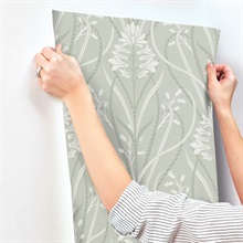 Rosalind Sage Light Green Damask Wallpaper