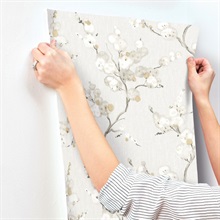 Bliss Golden Blossom Floral Vine Wallpaper