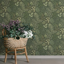 Ängslycka Dark Green Forest Botanicals Wallpaper