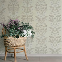 Rosa Cream Floral Columns Wallpaper