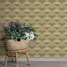 Maj Light Brown Floral Damask Wallpaper