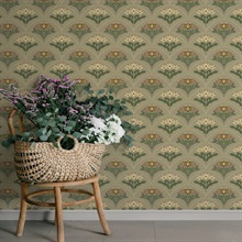 Maj Taupe Floral Damask Wallpaper