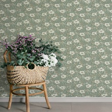 Maggan Sea Green Floral Trail Wallpaper