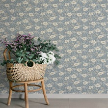 Maggan Blue Floral Trail Wallpaper