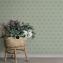 Alma Mint Diamond Floral Wallpaper