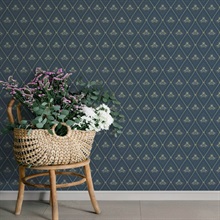 Alma Navy Diamond Floral Wallpaper