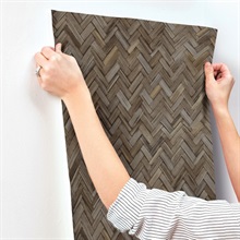 Ellery Charcoal Herringbone Wallpaper