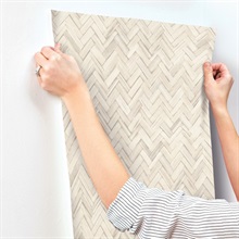 Ellery Beige Herringbone Wallpaper
