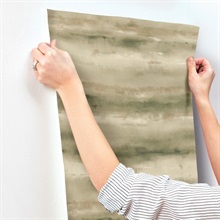 Ayla Green Abstract Horizontal Stripe Wallpaper