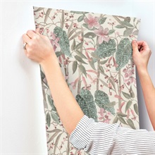 Kalina Teal Floral Fruits Wallpaper