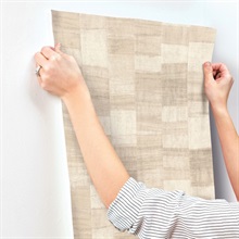 Ivo Beige Block Patchwork Stripe Wallpaper