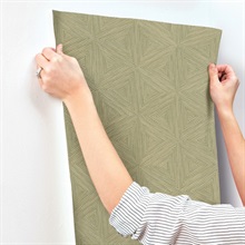 Anara Green Geo Faux Grasscloth Wallpaper