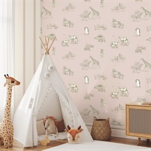 Safari Babies Pink Animal Wallpaper