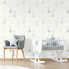 Floating Balloons Light Blue Animal Wallpaper