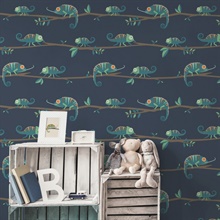 Chameleon Family Navy Canopy Stroll Wallpaper