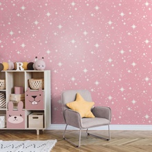 Twinkle Pink Shimmering Starry Skies Wallpaper