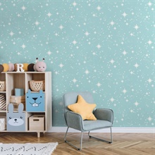 Twinkle Light Blue Starry Skies Wallpaper