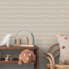 Wiggle Line Taupe Stripe Wallpaper