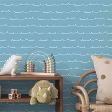 Wiggle Line Blue Stripe Wallpaper