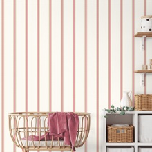 Bobbin Stripe Fuchsia Scalloped Wallpaper