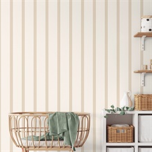 Bobbin Stripe Light Brown Scalloped Wallpaper