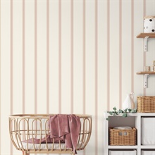 Bobbin Stripe Pink Scalloped Wallpaper