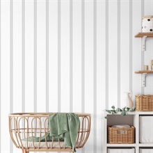 Bobbin Stripe Grey Scalloped Wallpaper