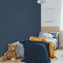 Starry Motif Dark Blue Geometric Wallpaper