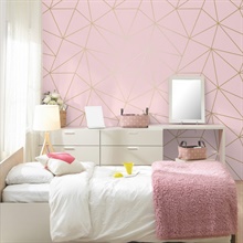 Metallic Geo Pink Triangles Wallpaper