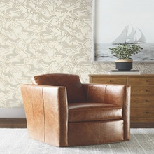 DresSage Green Beige Stallions Deer Wallpaper