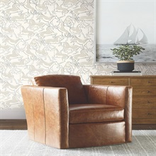 DresSage Green White Stallions Deer Wallpaper