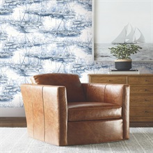 Yacht Club Blue Scenic Boat Wallpaper