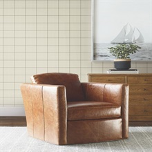 Tattersall Light Brown Plaid Wallpaper