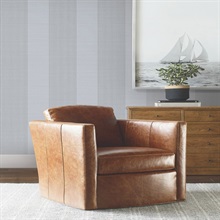 Archer Stripe Blue Faux Linen Wallpaper