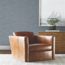 Saratoga Blue Faux Linen Wallpaper